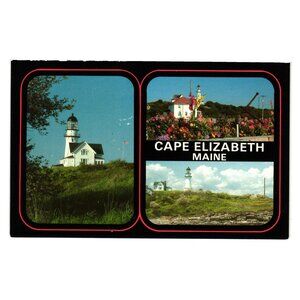 Cape Elizabeth Maine Two-Light State Park Postcard Vintage Printed In Ireland